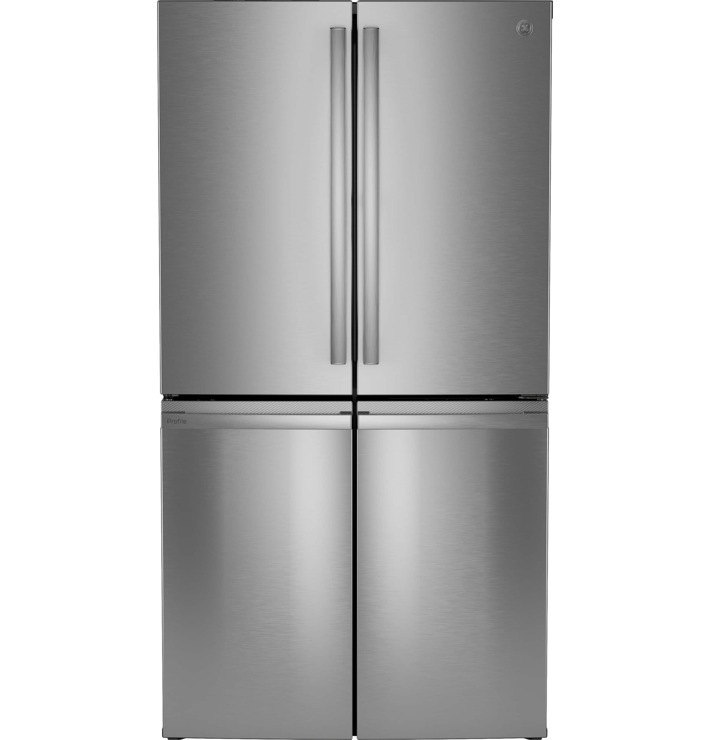 GE Profile - 22.9 Cu. Ft. 4-Door French Door Counter-Depth Smart Refrigerator with Dual-Dispense AutoFill Pitcher - Stainless Steel - Front_Zoom