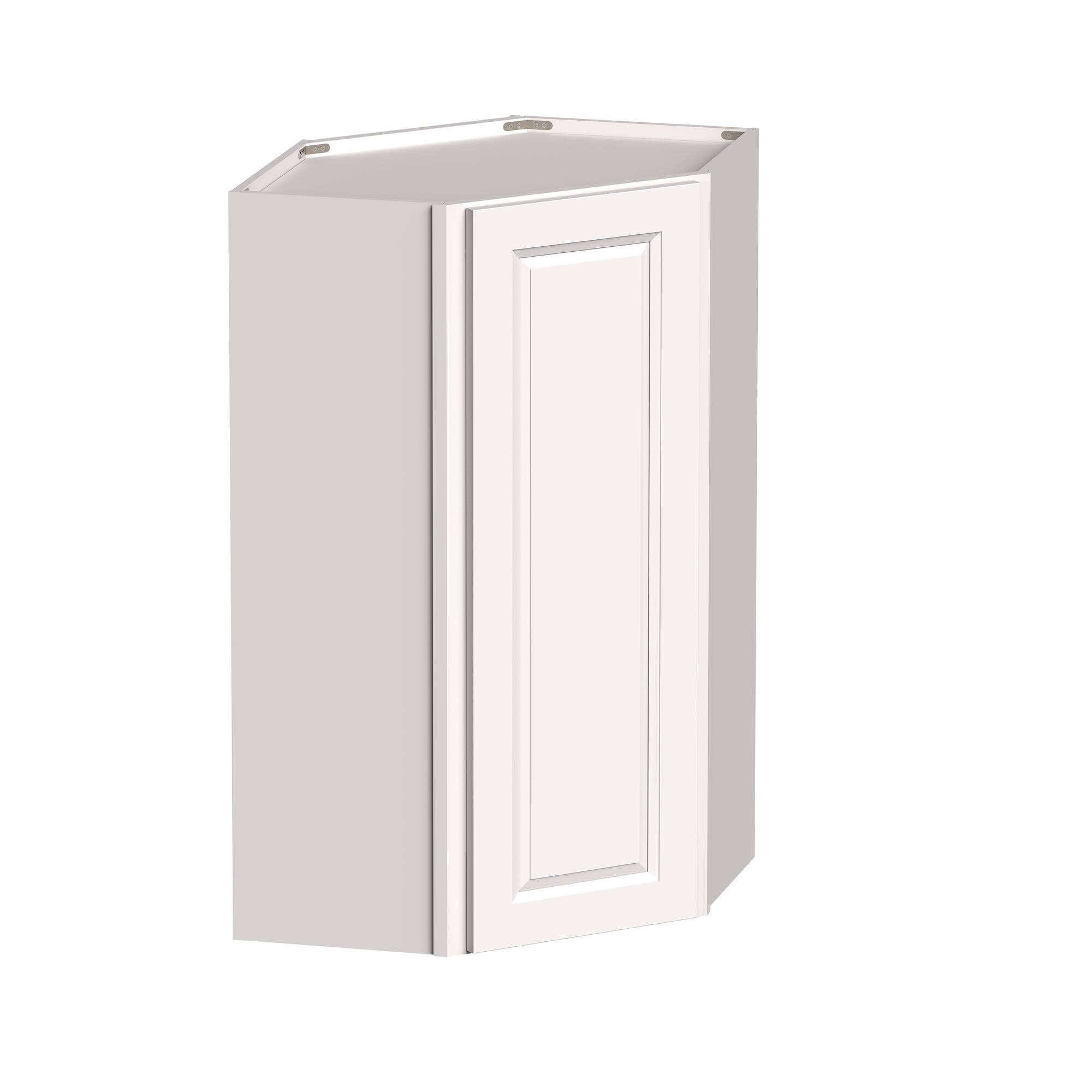 Angle. Boyel Living - 24-in W x 42-in H x 12-in D Shaker Diagonal Corner Kitchen Wall Cabinet with Soft-Close Door - Glacier White.