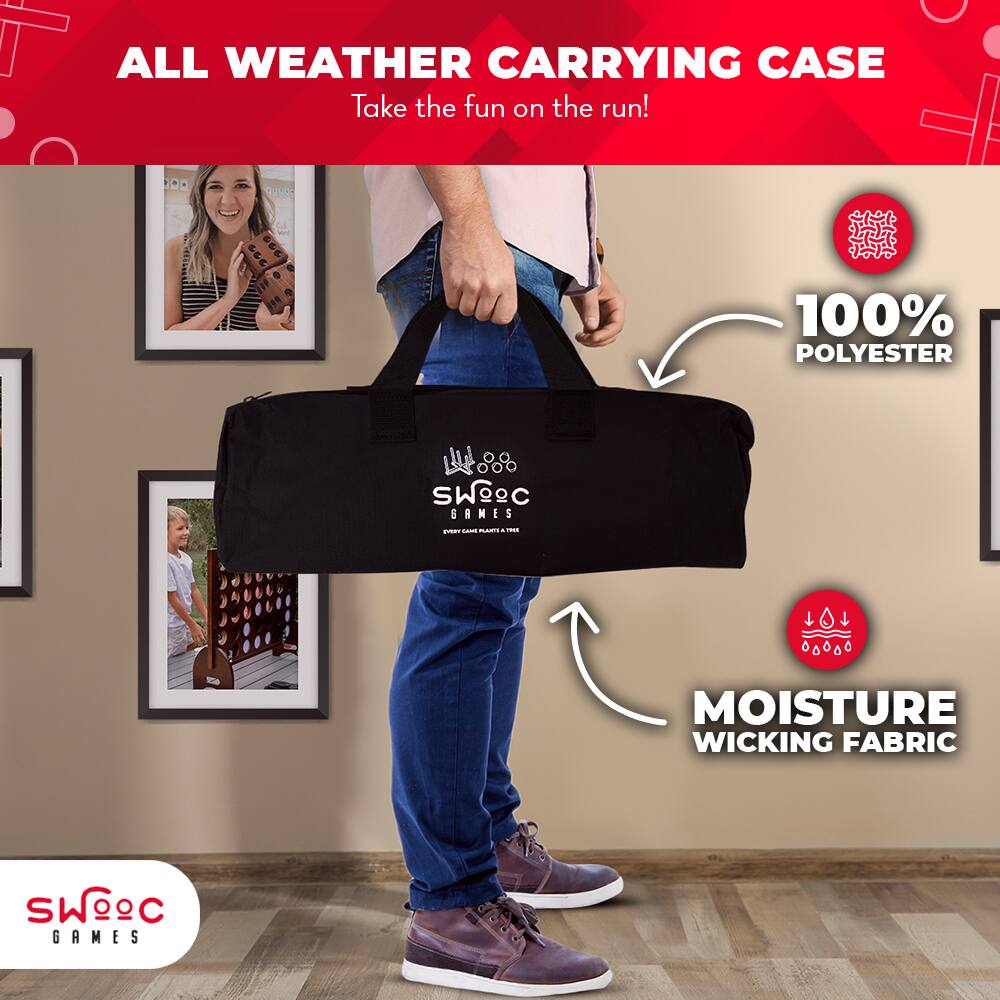 ALL WEATHER CARRYING CASE  
Take the fun on the run!  

100% POLYESTER  

MOISTURE WICKING FABRIC  

SWOEC GAMES
