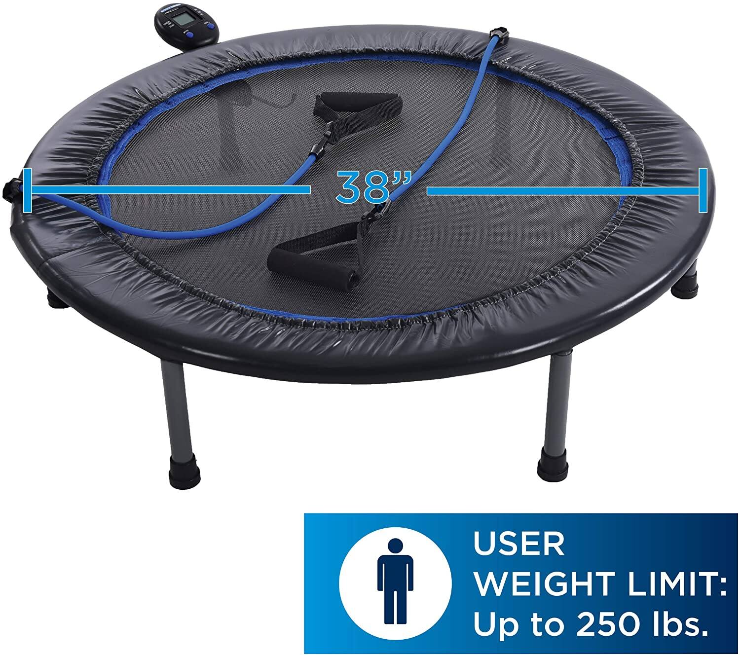 38" USER WEIGHT LIMIT: Up to 250 lbs.