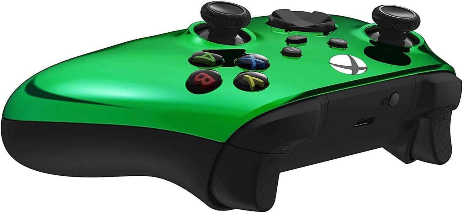 Back. Custom Controllerzz - Custom Wireless Controller for Xbox Series X|S, Xbox One, & PC - Green Chrome.