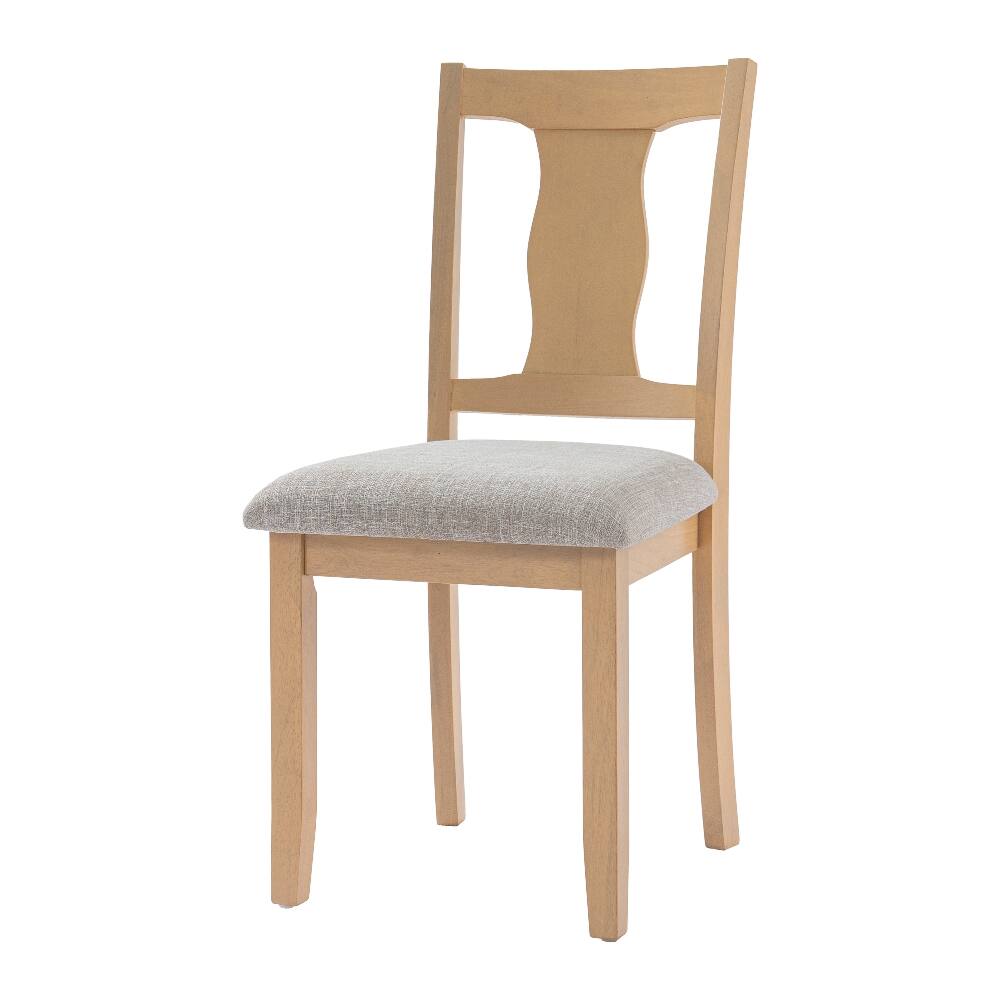 Alt View 2. Loheer - Loheer Dining Chairs Set of 2, Mid-Century Rubberwood Upholstered Chairs with High Backrest, Beige - Beige.
