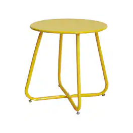 Lent Glitter Wood - ROUND ALLOY STEEL OUTDOOR ACCENT TABLE - Yellow