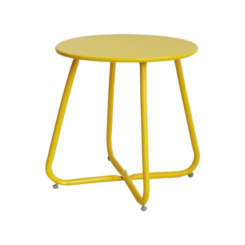 Front. Lent Glitter Wood - ROUND ALLOY STEEL OUTDOOR ACCENT TABLE - Yellow.