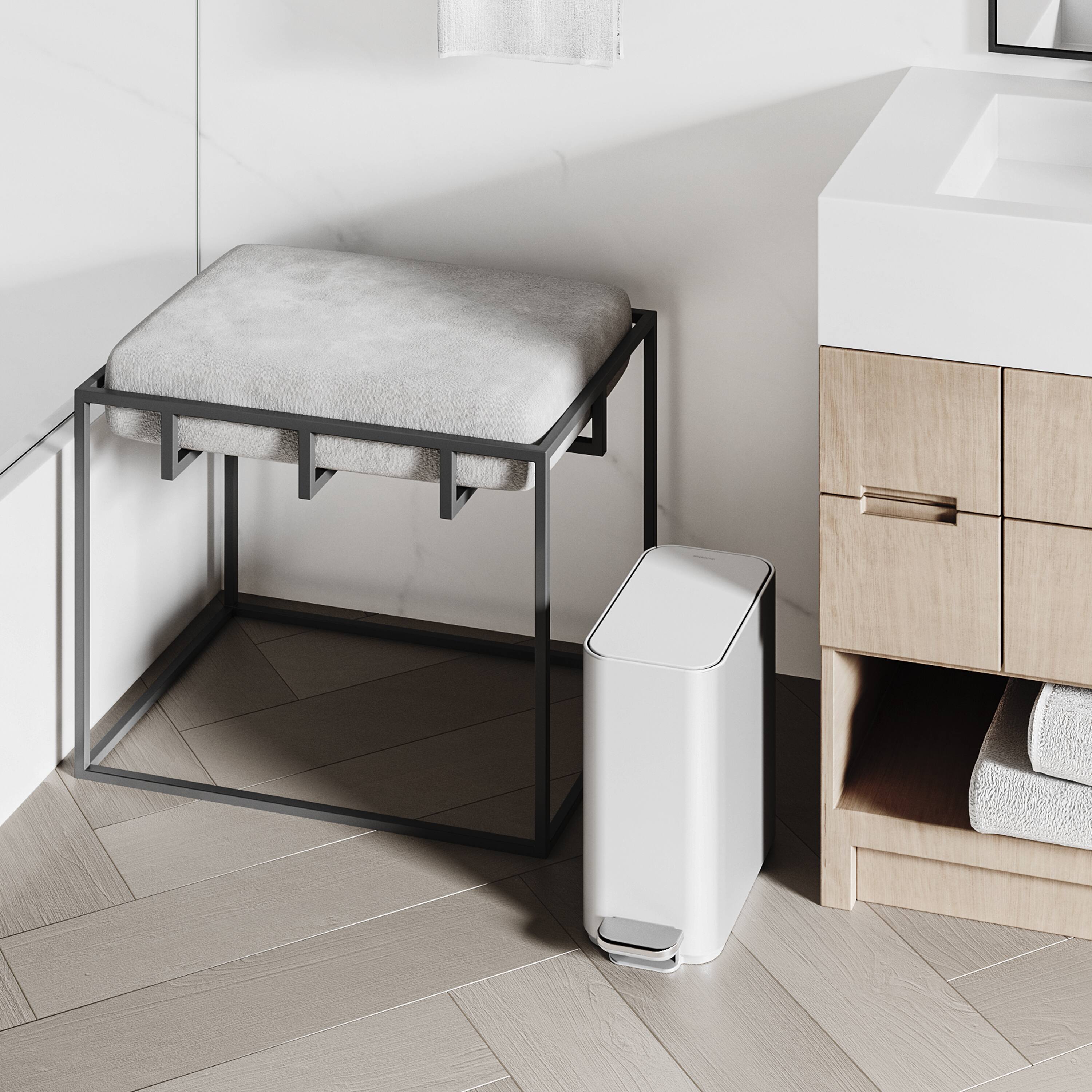 Alt View 3. simplehuman - 5L slim step can, white steel - White.