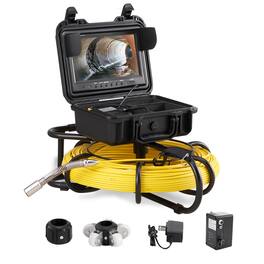 VEVOR - Sewer Camera, 300 ft/91.5 m, 9" Screen Pipeline Inspection Camera with DVR Function, Waterproof IP68 Camera - Black