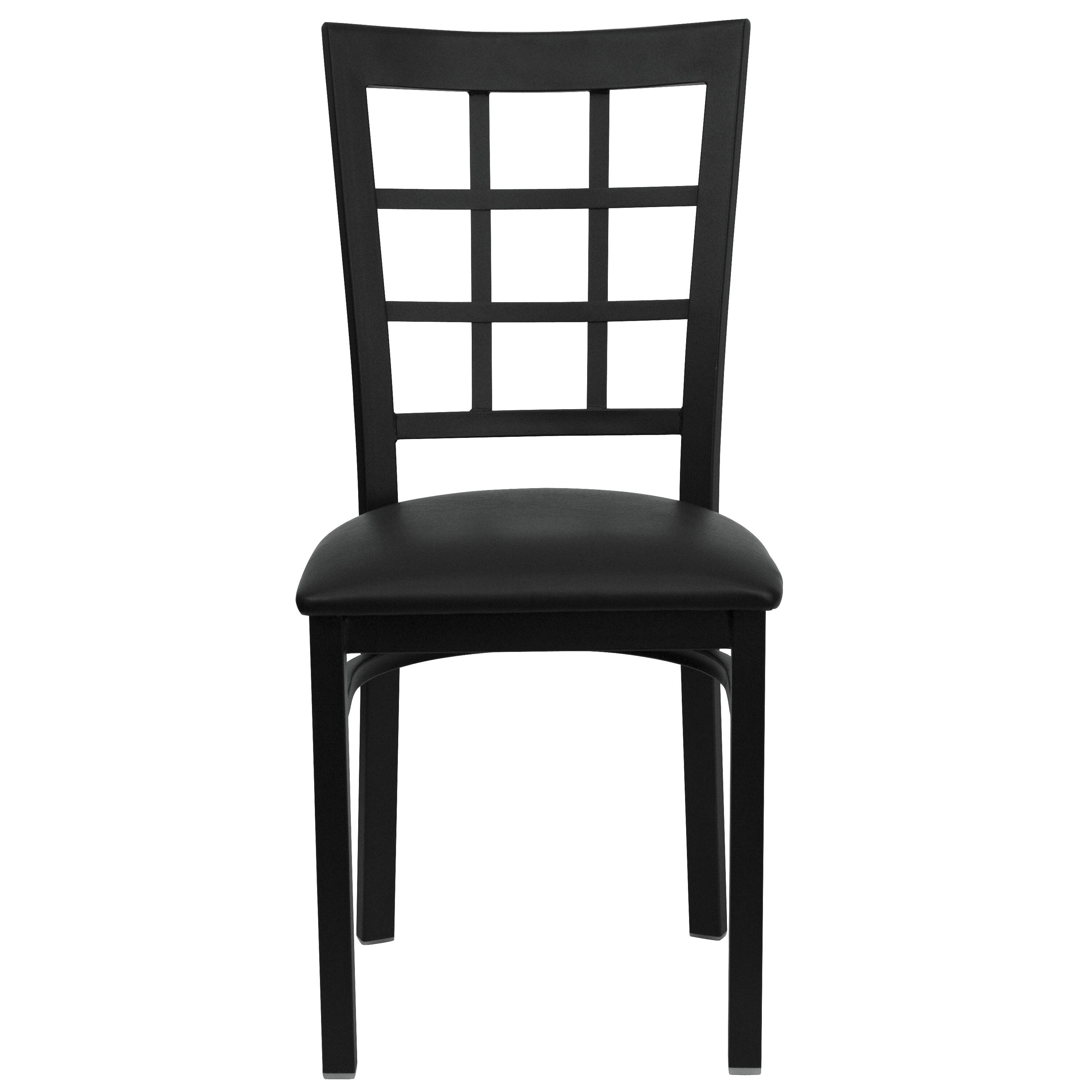 Alt View 7. Emma + Oliver - Window Back Metal Restaurant Dining Chair - Black Vinyl Seat/Black Metal Frame.