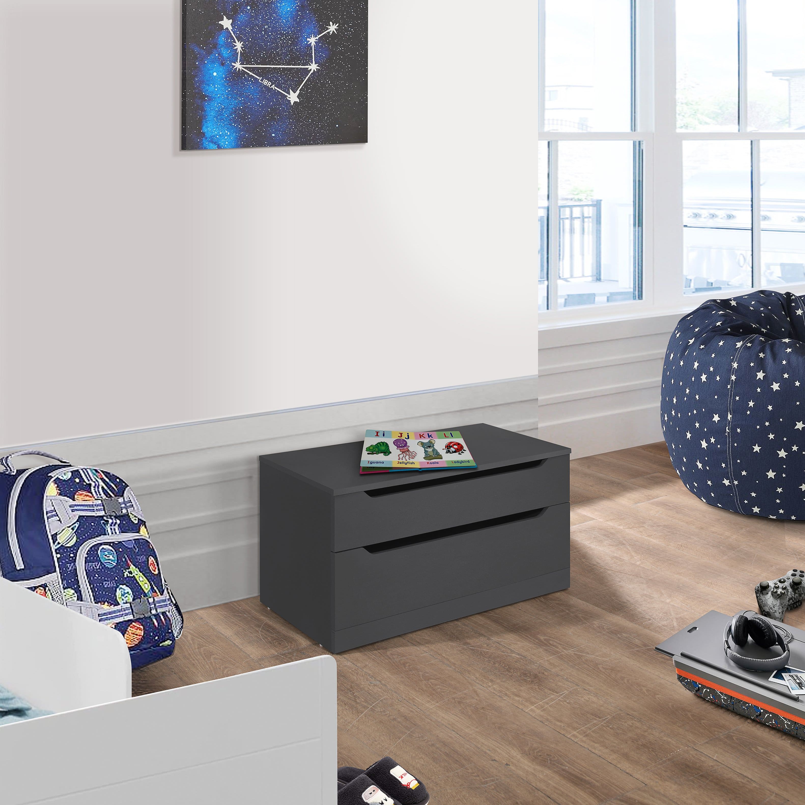 Kings Brand Furniture - Chelsea Storage Bench Box Storage Chest with Drawer for Living Room, Bedroom - Gray