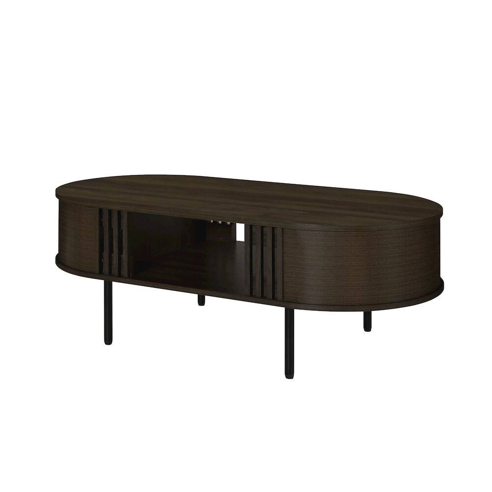 Front. New Classic Furniture - Brax 47.25 in. Walnut Oval Wood Coffee Table - Walnut.