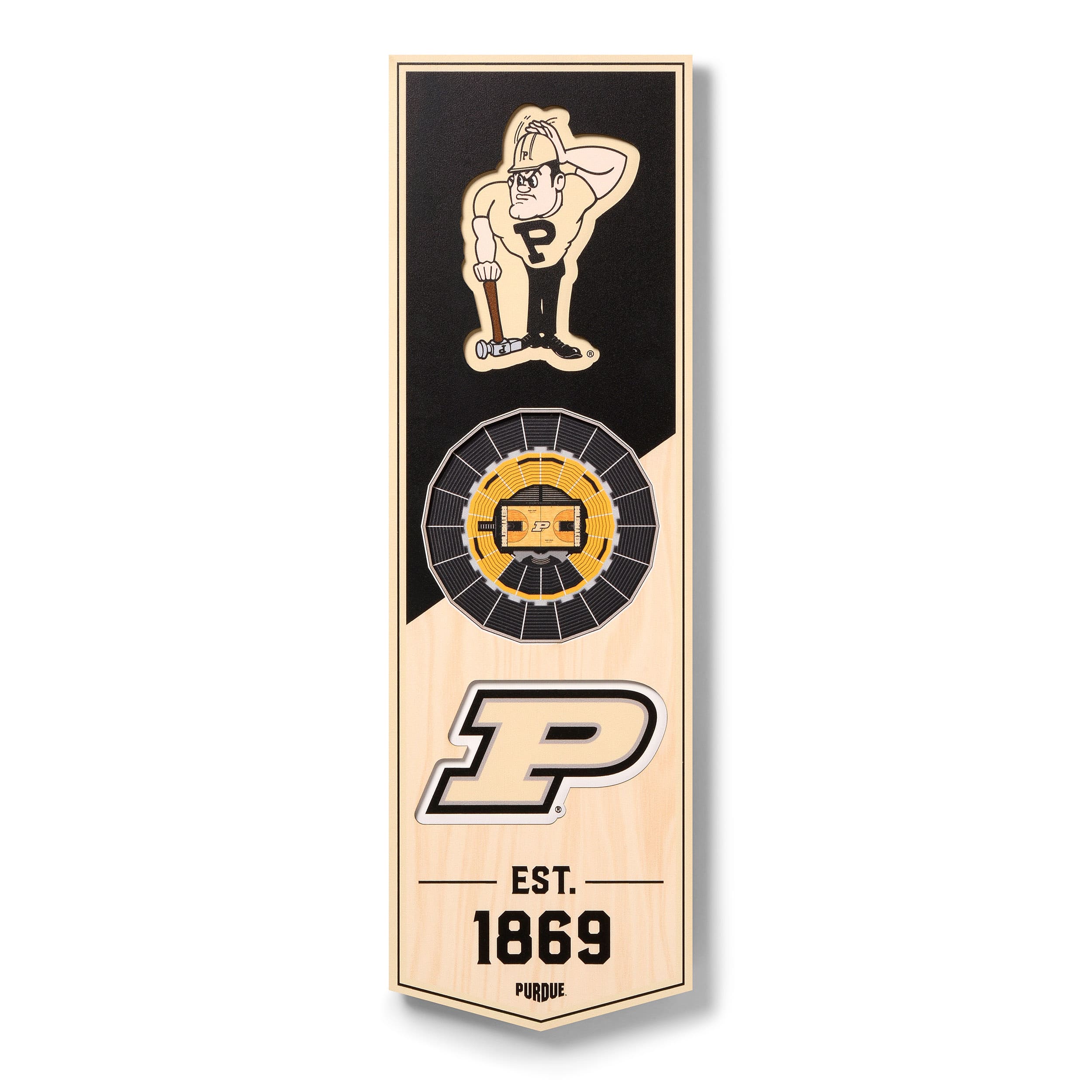 YouTheFan - Purdue Boilermakers 6'' x 19'' 3D StadiumView Team Banner - Multicolor