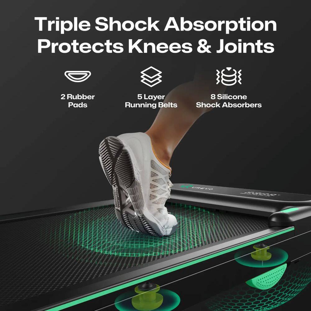 Triple Shock Absorption Protects Knees & Joints  
2 Rubber Pads  
5 Layer Running Belts  
8 Silicone Shock Absorbers