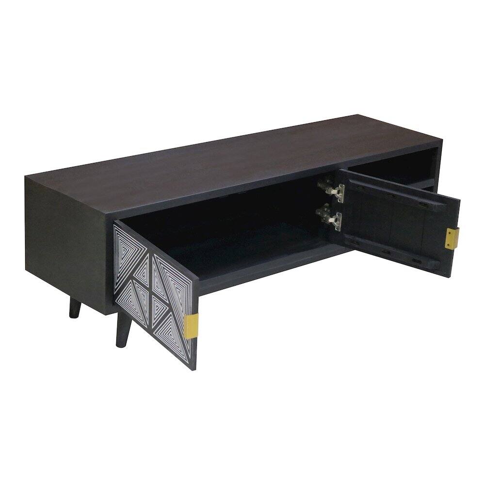 Alt View 2. Furniture of America - Kanan Art Deco Solid Wood 2-Door TV Stand - Black.