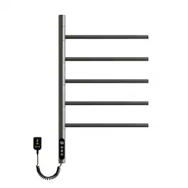 HOMLUX - Smart Rotating Heated Towel Rack, 5 Swivel 180° Bars Electric Towel Warmer, WiFi Tuya Smart & Voice Control - Black