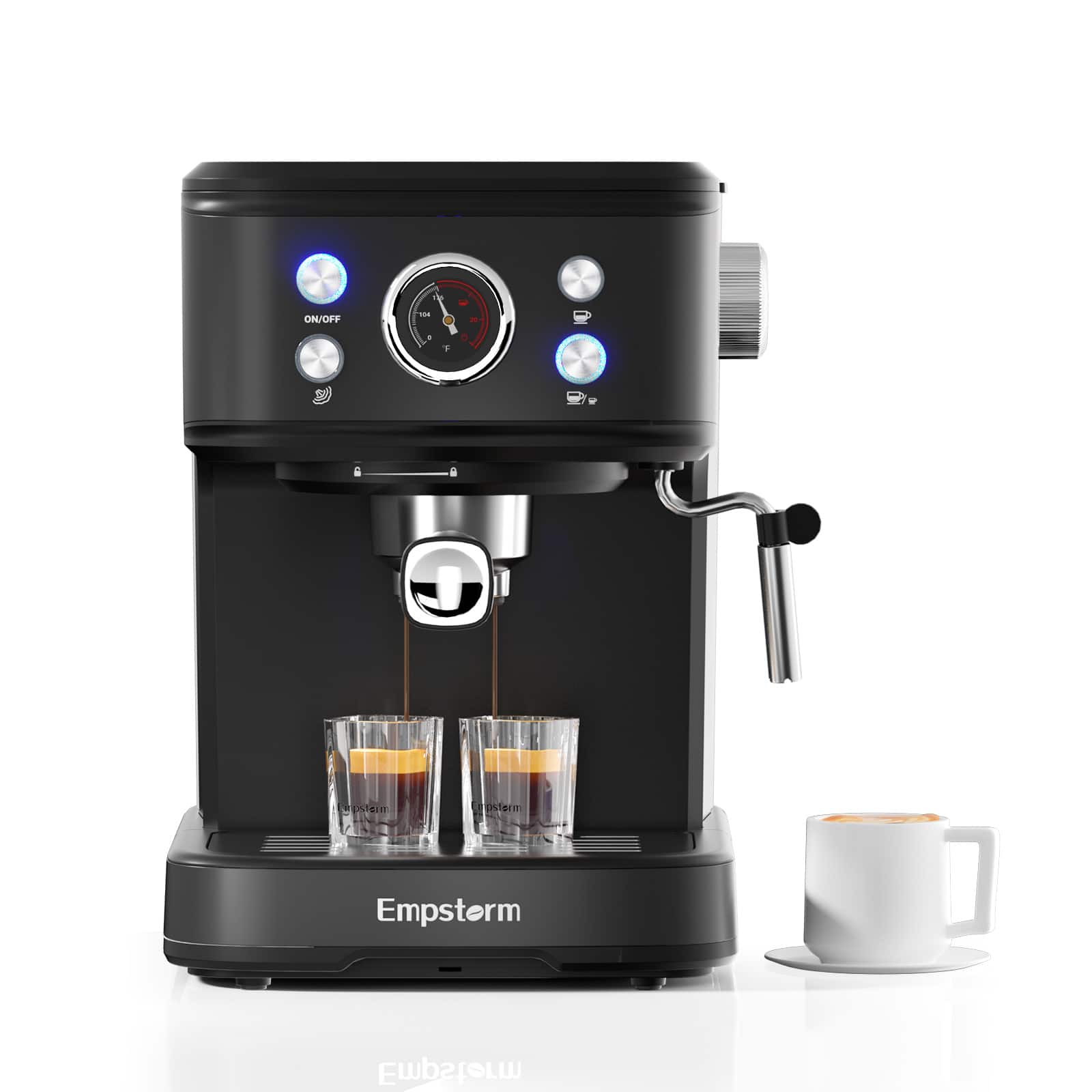 Empstorm - 50 oz. Espresso Coffee Maker with Fast Heating System, Powerful Steamer Foaming - Black