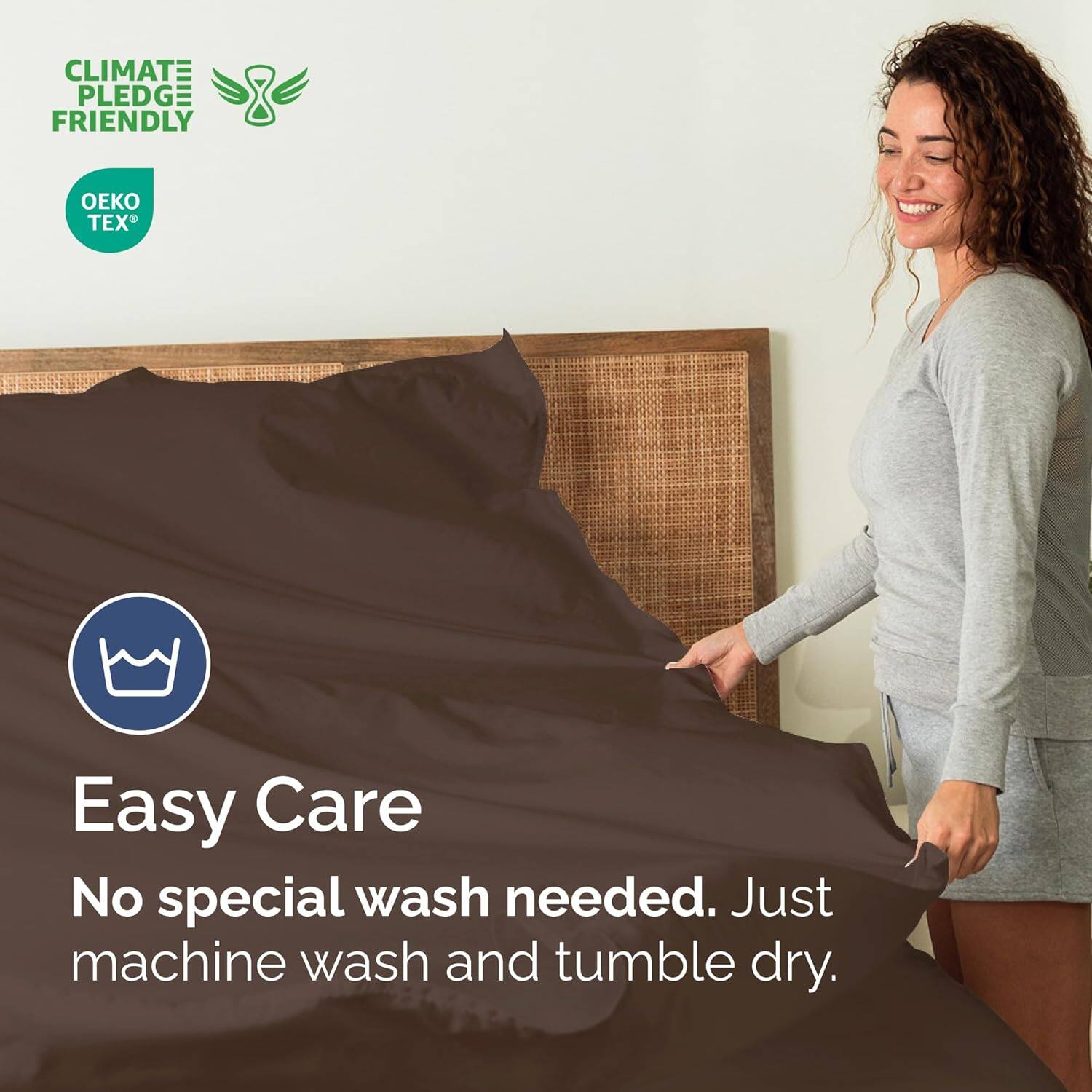 CLIMATE PLEDGE FRIENDLY  
OEKO TEX  

Easy Care  
No special wash needed. Just machine wash and tumble dry.