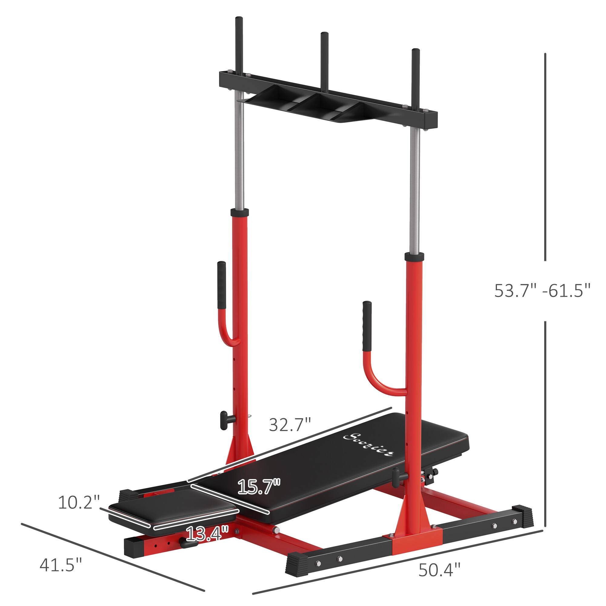 The corrected and grouped dimensions from the image are:

- Height: 53.7" - 61.5"
- Width: 41.5"
- Depth: 10.2"
- Seat width: 13.4"
- Seat depth: 15.7"
- Overall length: 50.4"
- Footrest width: 32.7"