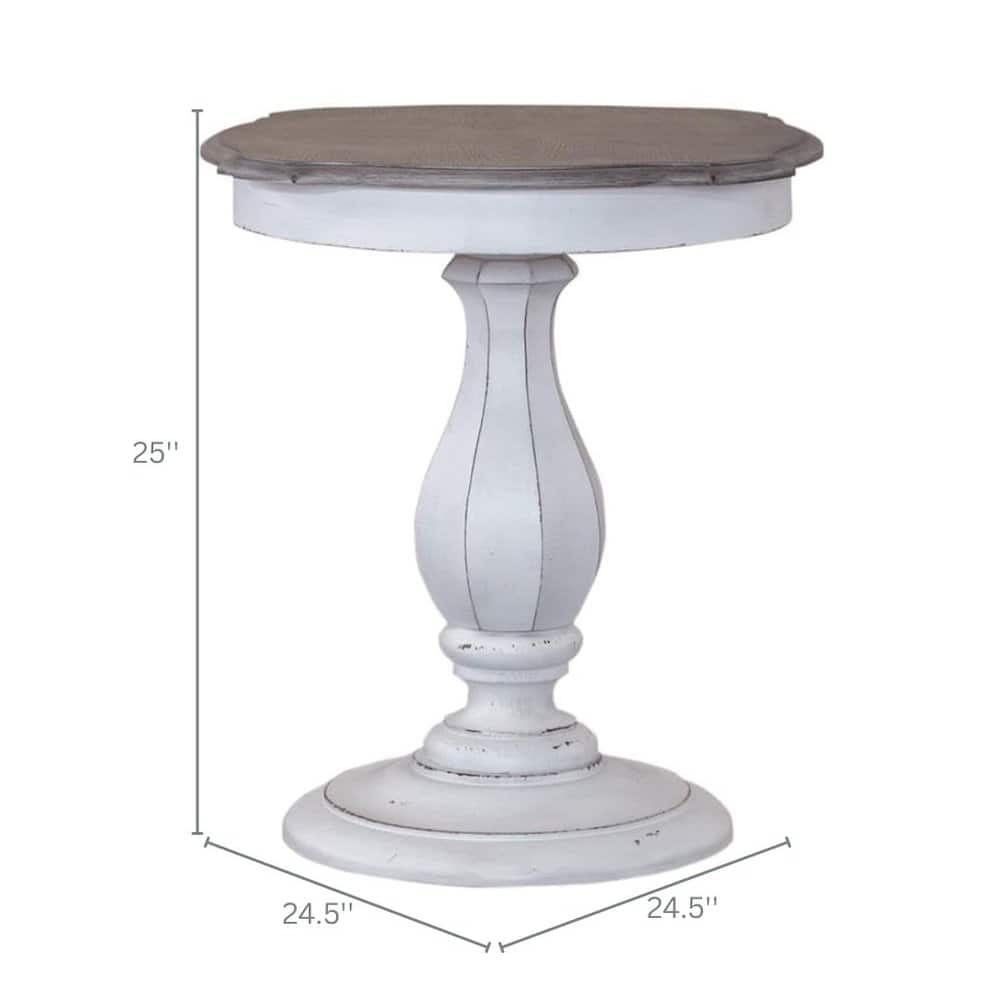 Starlight Canyon Home - Antique Accent Table with Round Top - White