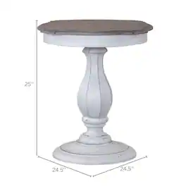Starlight Canyon Home - Antique Accent Table with Round Top - White