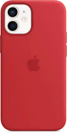 Front. Apple - Apple Silicone Case with MagSafe for iPhone 12 mini - Red MHKW3ZM/A - Red.