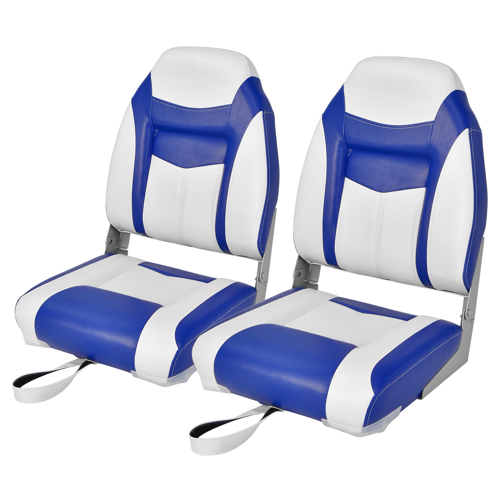 Costway - 2 Pack High Back Folding Boat Seats with Sponge Cushion & Flexible Hinges - Blue