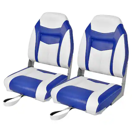 Front. Costway - Costway 2 Pack High Back Folding Boat Seats with Sponge Cushion & Flexible Hinges - Blue.