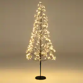 Gymax - 5 FT Lighted Alpine Tree w/1000 White LED Lights Weighted Base for Christmas - Black