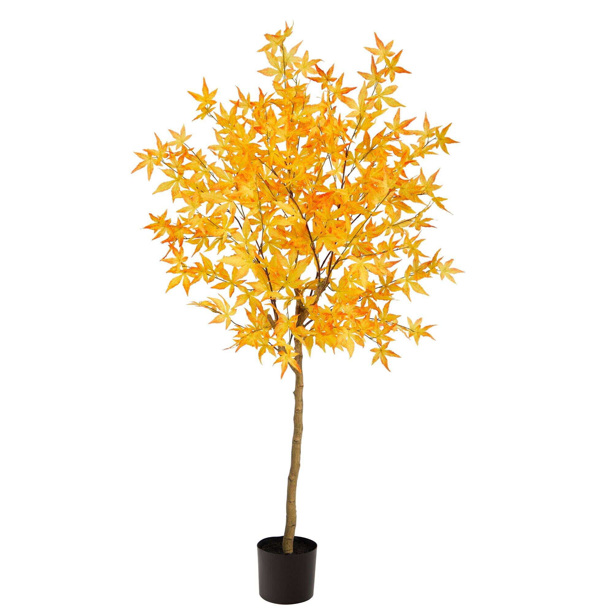 Front. BreeBe - 5' Autumn Maple Artificial Fall Tree - Yellow.