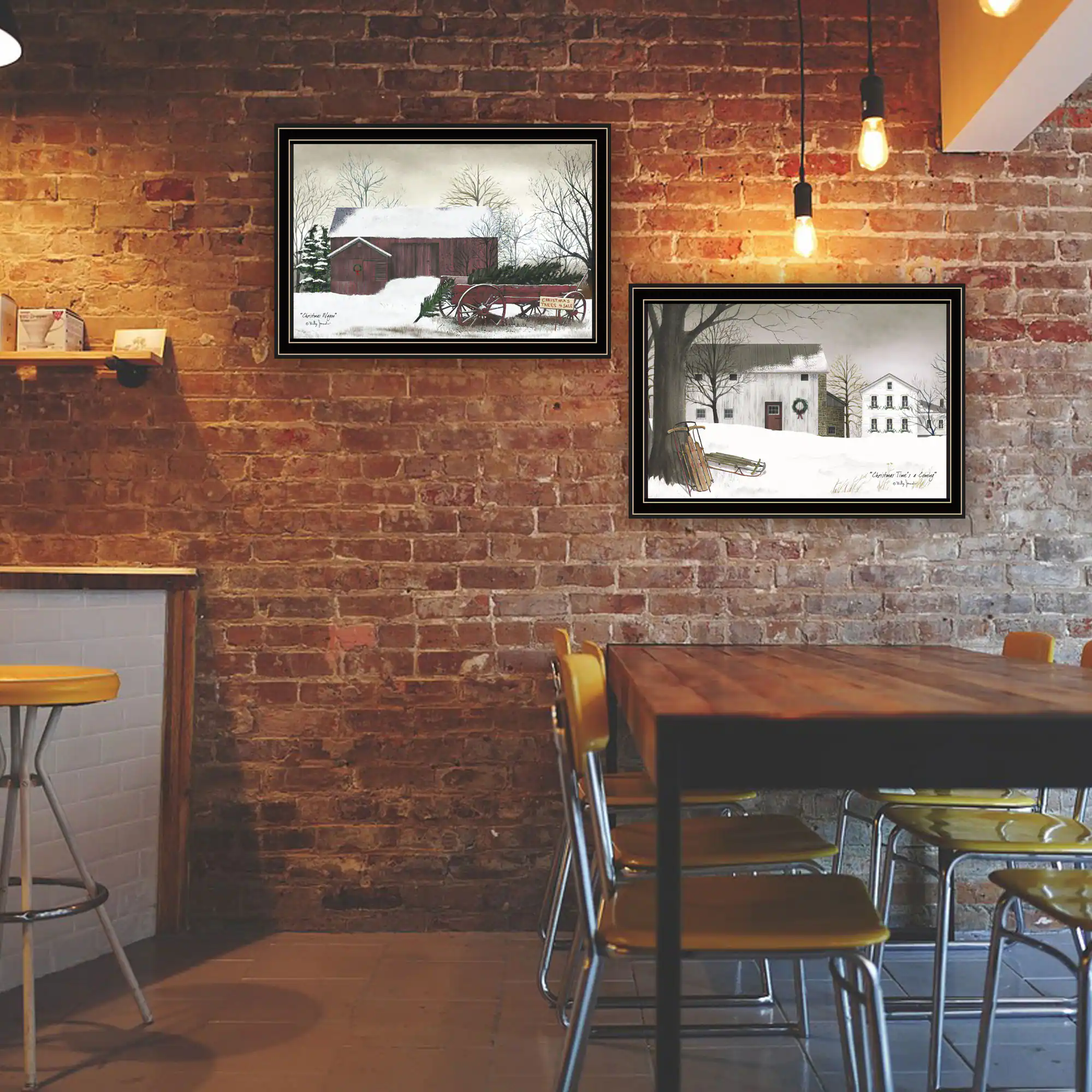 Alt View 1. TinyHomie - Decor 4U 2 Piece Christmas Time with Family Black Framed Wall Art Billy Jacobs - white.