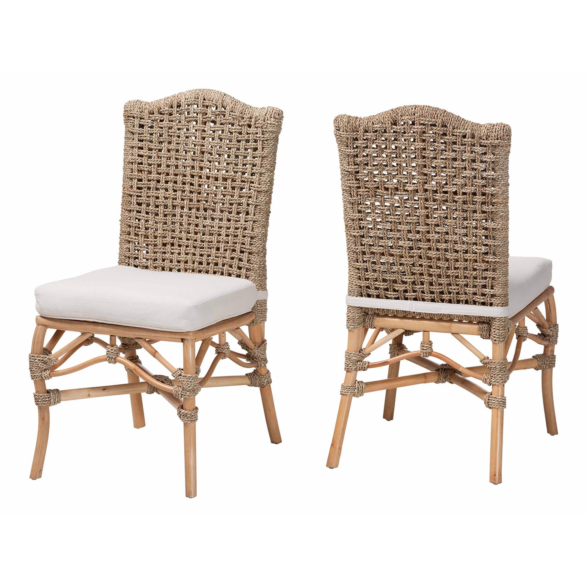 bali & pari - Nitya Natural Rattan and Seagrass Camelback 2-Piece Dining Chair Set - Natural Rattan/Natural Brown price history on PriceWatchPro