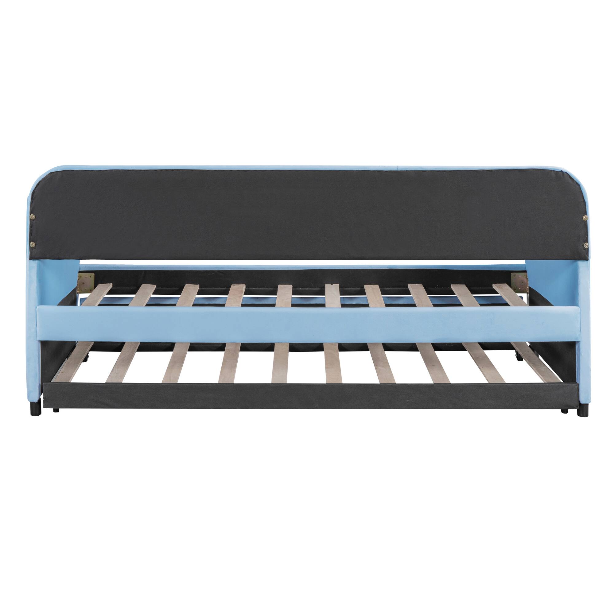 Alt View 4. Tiramisubest - Upholstered Daybed Sofa Bed Twin Size With Trundle Bed and Wood Slat, Light Blue - Light Blue.