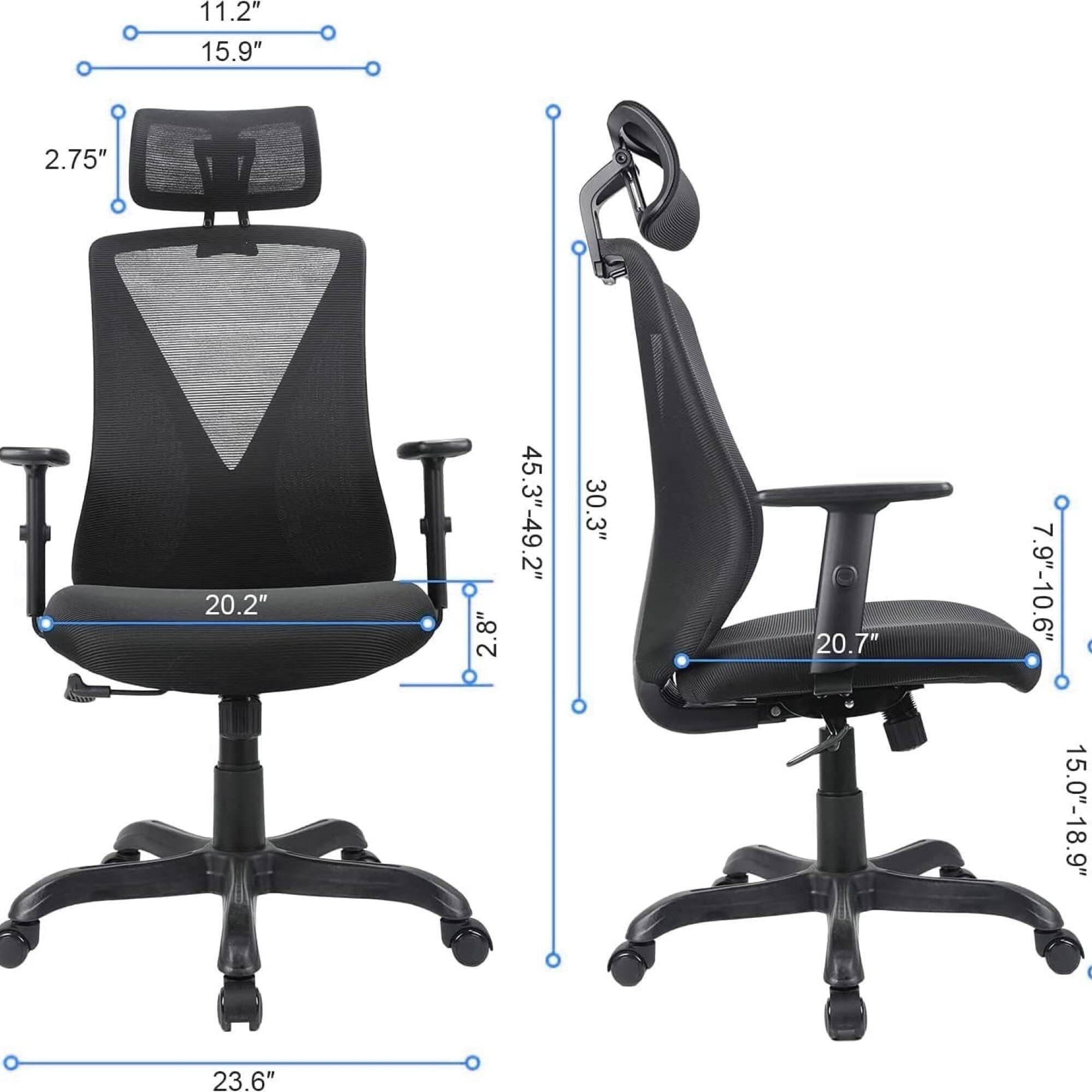 11.2"  
15.9"  
2.75"  
20.2"  
2.8"  
45.3"-49.2"  
30.3"  
20.7"  
7.9"-10.6"  
15.0"-18.9"  
23.6"
