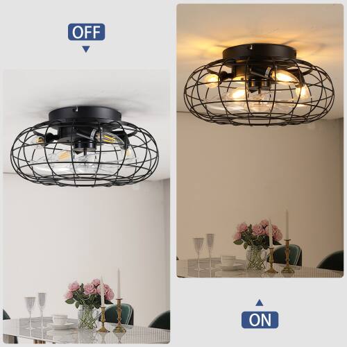 Angle. LUCKY ONE - 15.7" Low Profile Bladeless Ceiling Fan with Light Remote 6-Speed - Matte Black.