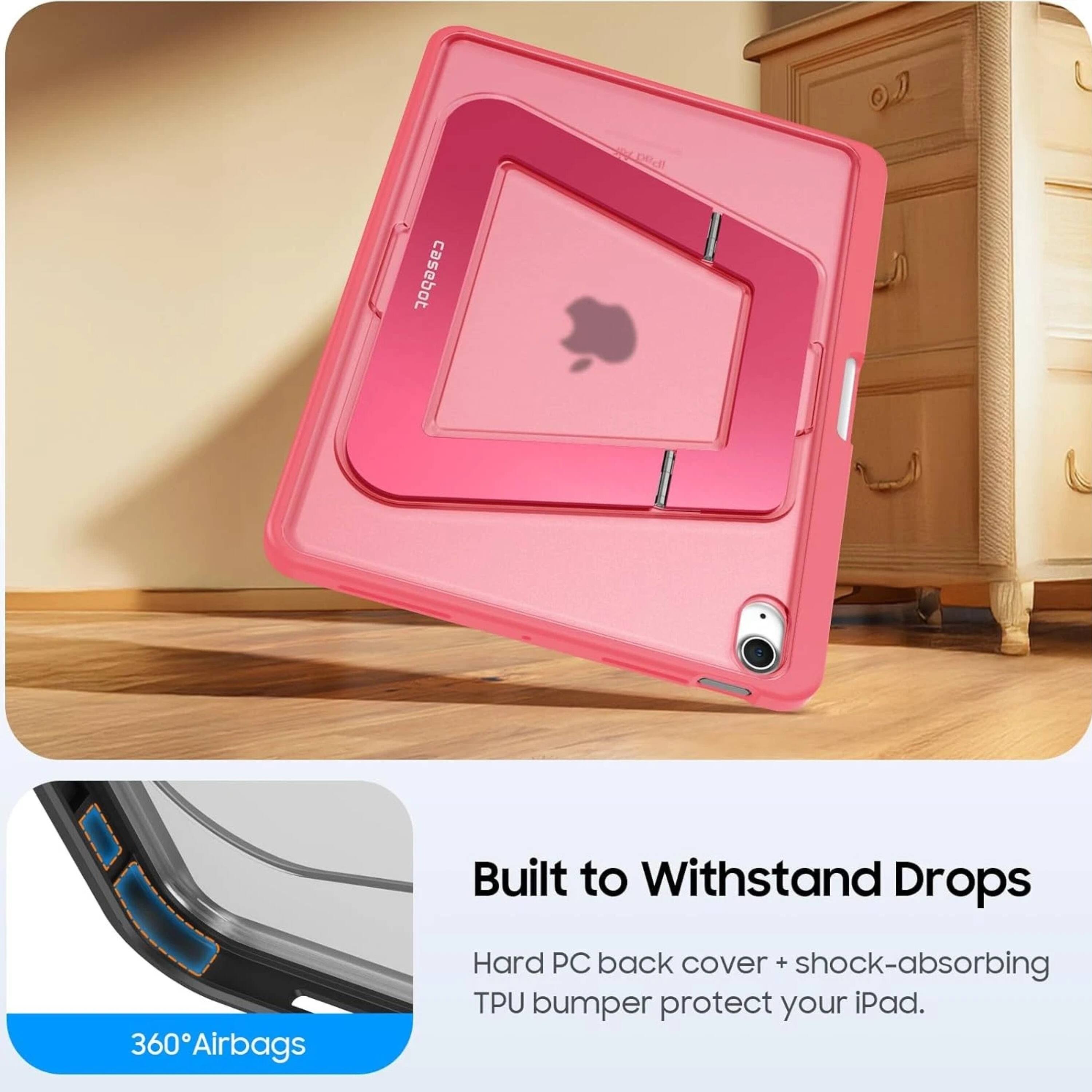 Built to Withstand Drops  
360° Airbags  
Hard PC back cover + shock-absorbing TPU bumper protect your iPad.