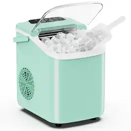 Bestier - Portable Ice Makers Countertop, 9 Cubes in 6 Mins, with Basket & Spoon, 2 Ice Sizes - Green