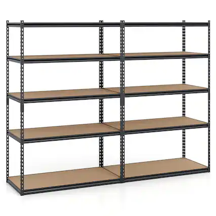 Front. Costway - Costway 2 PCS 72" H x 48" W x 24" D 5-Tier Garage Shelving Unit 2200 LBS Metal Shelves - Black.