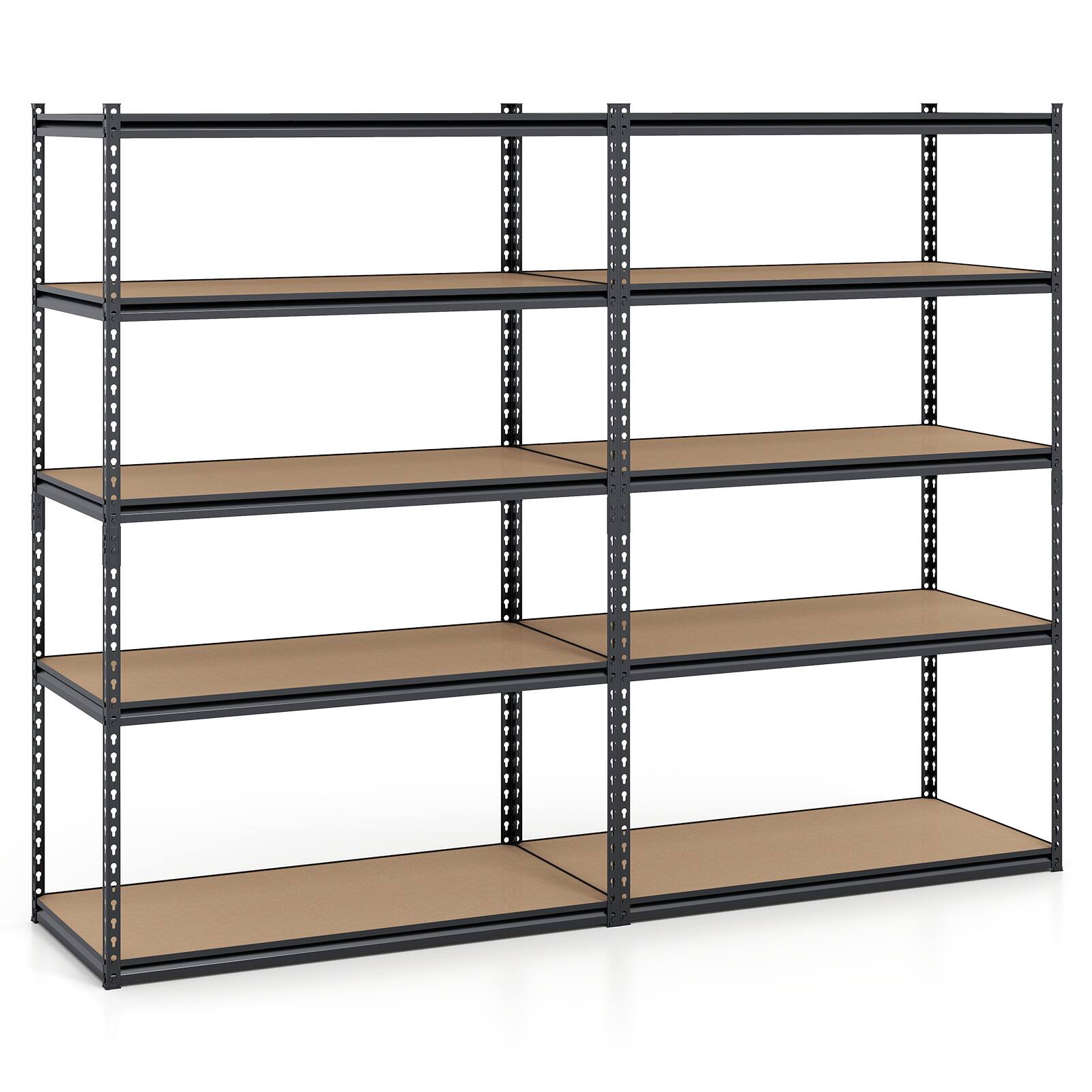 Front. Costway - Costway 2 PCS 72" H x 48" W x 24" D 5-Tier Garage Shelving Unit 2200 LBS Metal Shelves - Black.