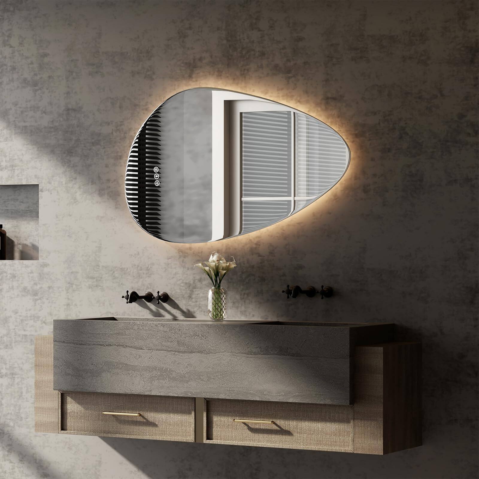 Alt View 3. METALTON - Led Mirror For Bathroom Vanity With Lights Human Body Sensing Anti fog Colors And Dimmable Backlit Light Up - 36"L x 28"W.