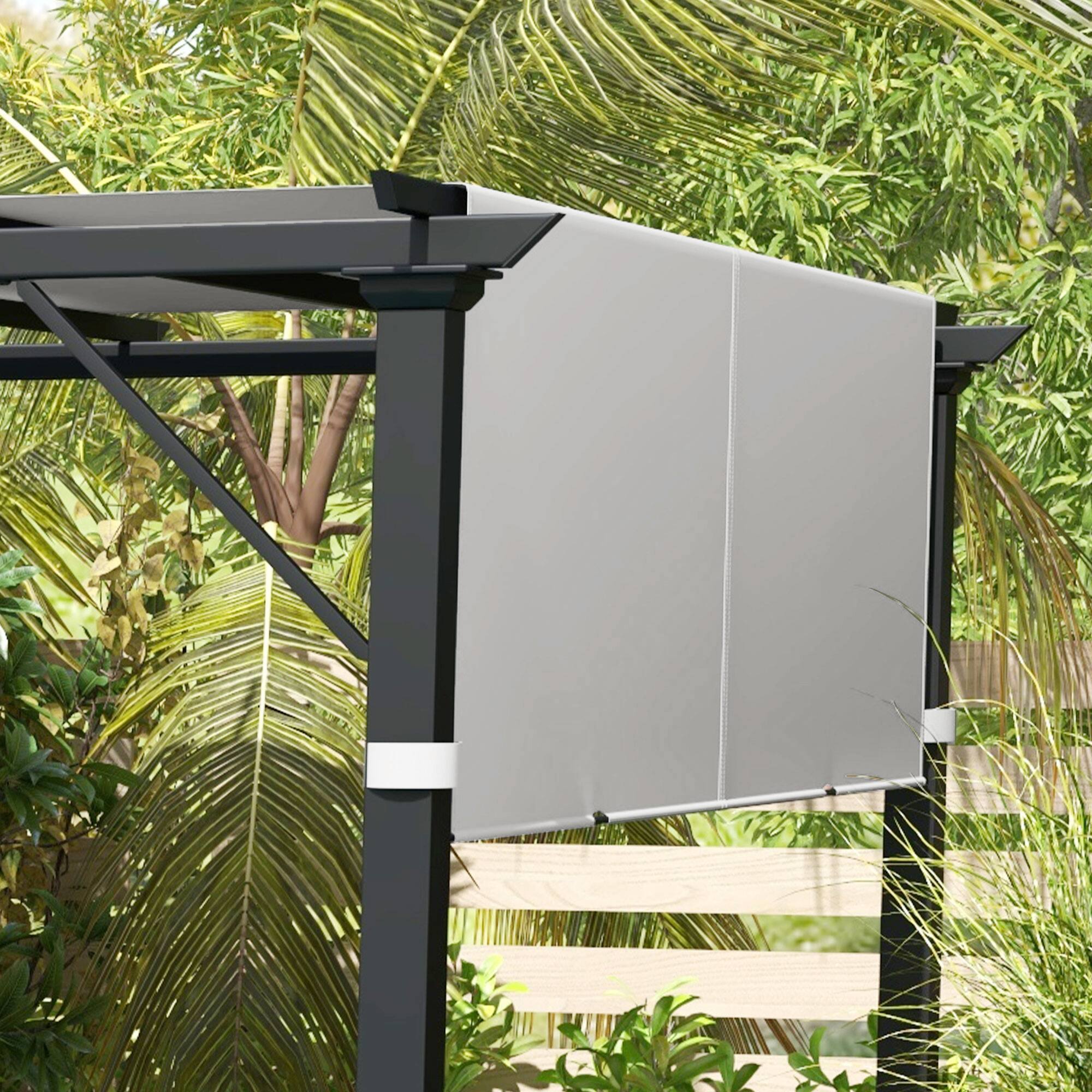 Alt View 4. Outsunny - 2 PCS 4 x 16ft Pergola Canopy Replacement, UV Protection Pergola Shade Cover, Easy to Install for 10 x 10ft - Light Gray.
