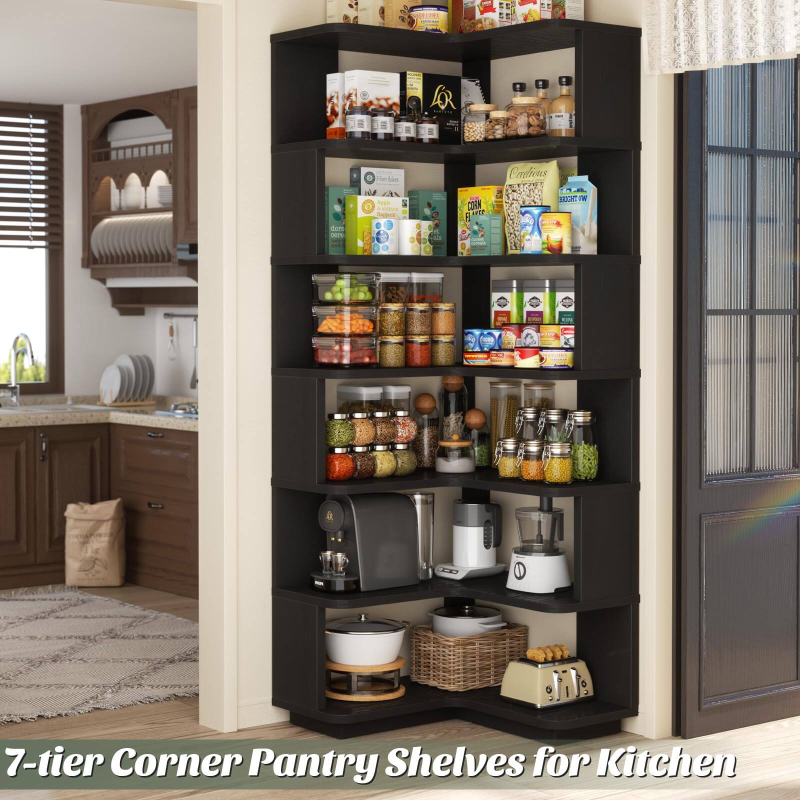 7-tier Corner Pantry Shelves for Kitchen