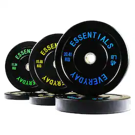 BalanceFrom Fitness - 210 Pound Olympic Bumper Strength Training Weight Plate Set - Black