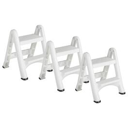 RubberMaid - EZ Step 2 Step Folding Step Stool with Foot Pads, (3 Pack) - White