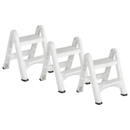 Front. RubberMaid - Rubbermaid EZ Step 2 Step Folding Step Stool with Foot Pads, White (3 Pack) - White.