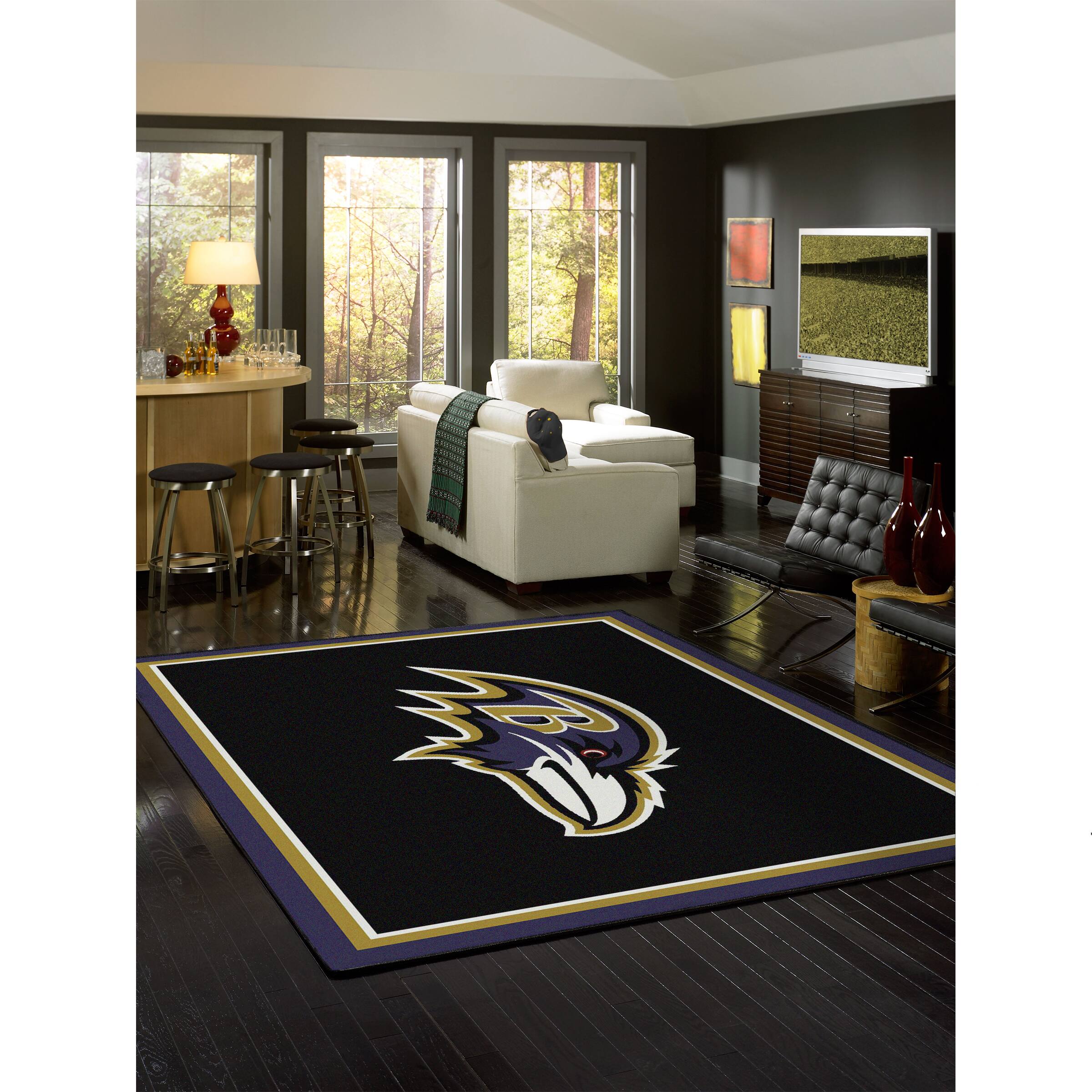 Alt View 1. Imperial - Baltimore Ravens 7'8'' x 10'9'' Spirit Rug - Black.