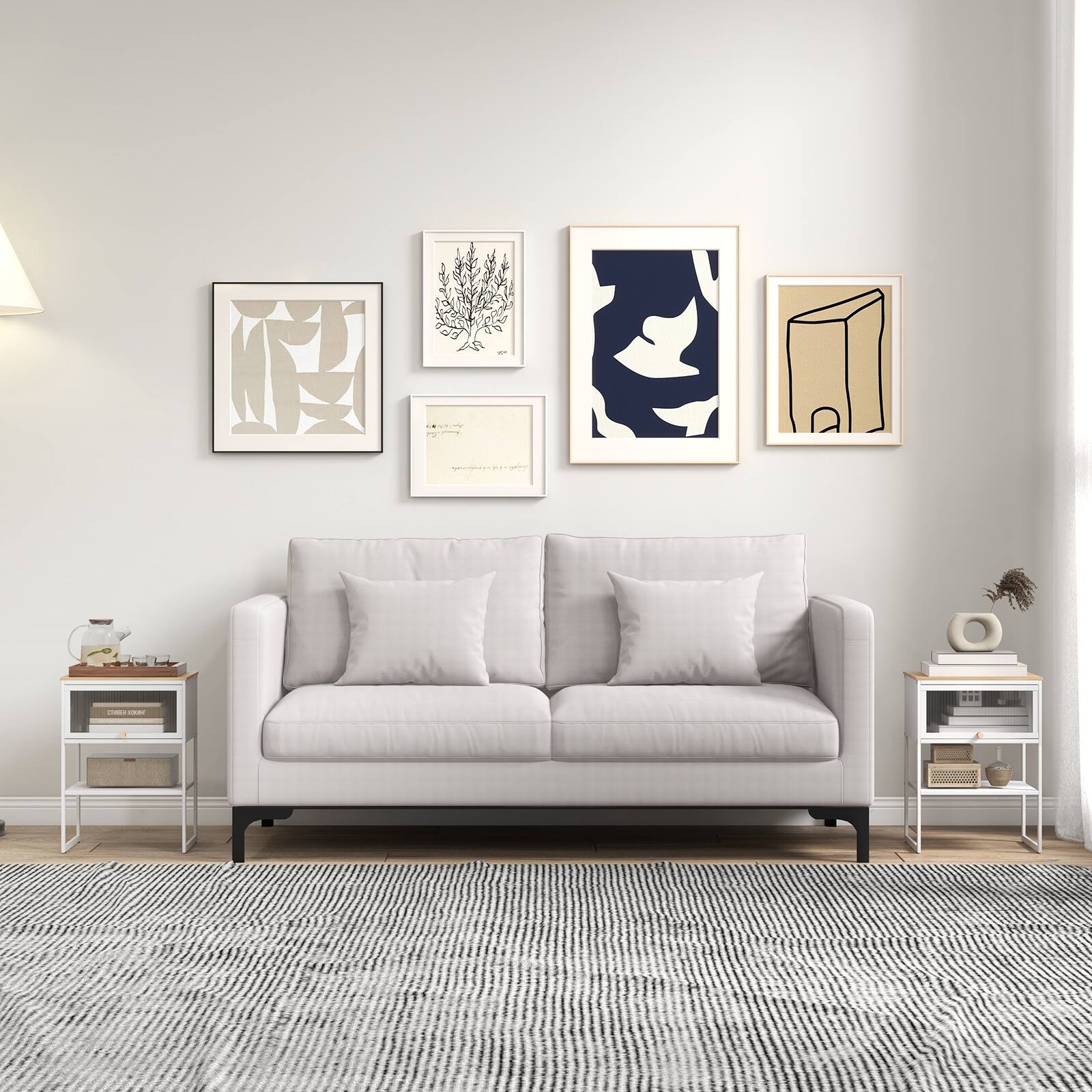 Alt View 8. Ecooso - Nightstand with Flip Up Door and Storage Shelf Compact Bedside End Side Table - White.