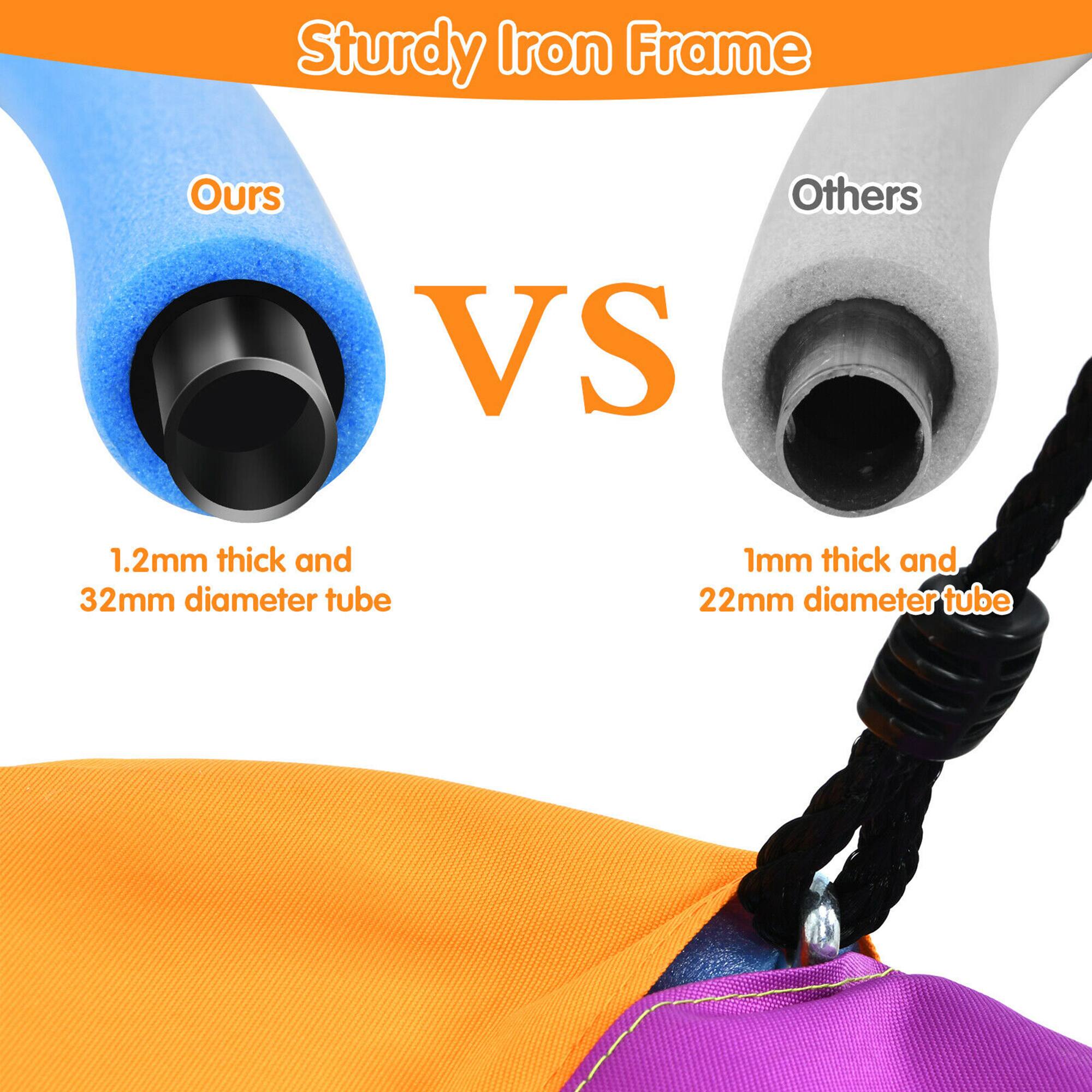 Sturdy Iron Frame

Ours VS Others

1.2mm thick and 32mm diameter tube

1mm thick and 22mm diameter tube