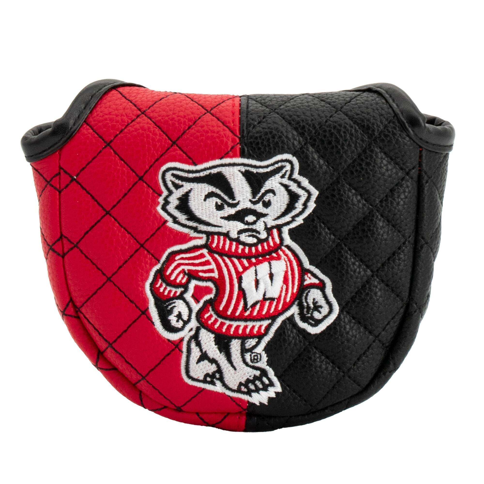 Front. Team Golf - Wisconsin Badgers Quilted Mallet Putter Cover - Multicolor.