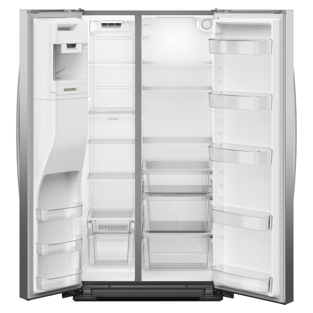Angle. Whirlpool - 21 Cu. Ft. Side-by-Side Counter-Depth Refrigerator with TruCool System - Fingerprint-Resistant Stainless Finish.