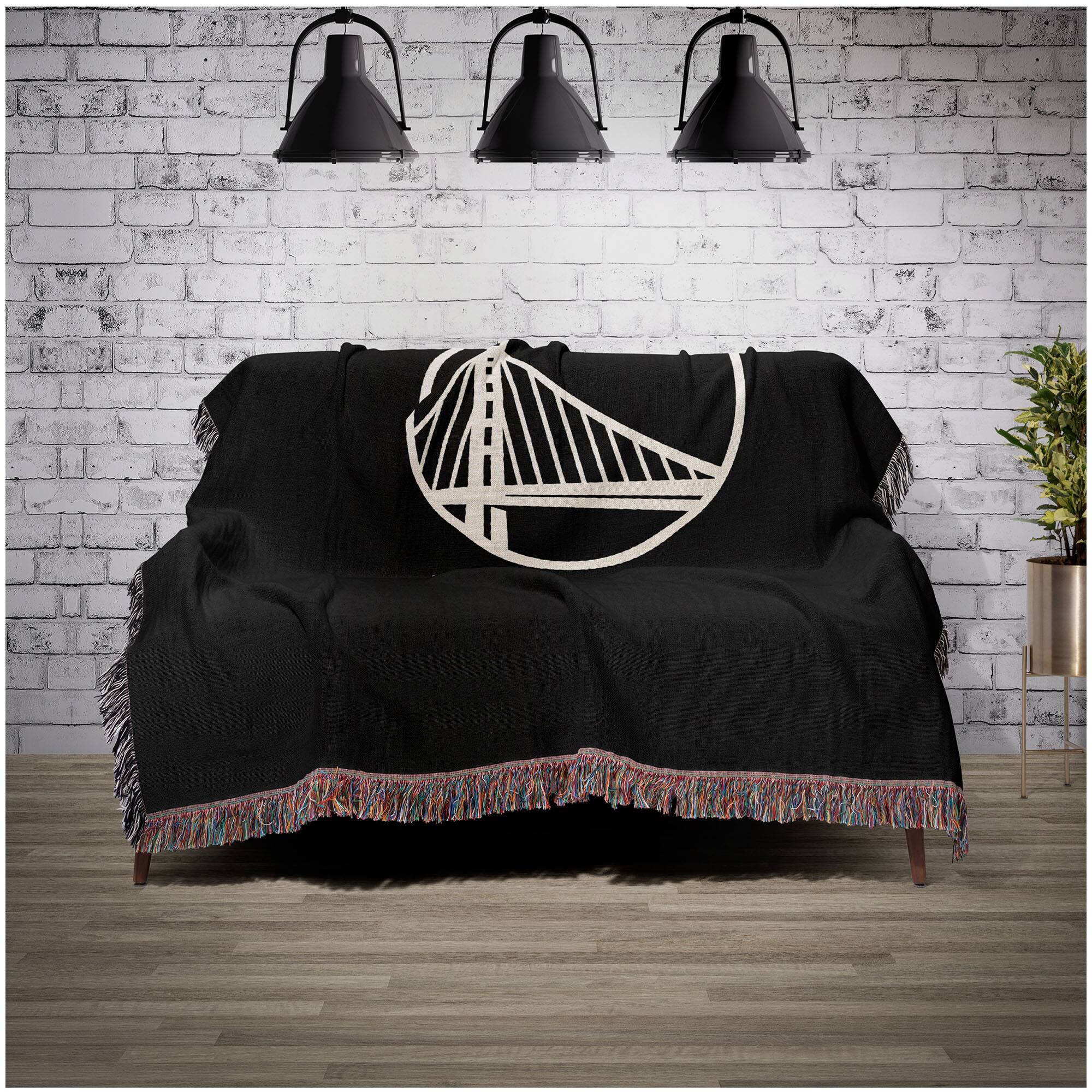 Alt View 1. Chad & Jake - Golden State Warriors Woven Blanket - Black.