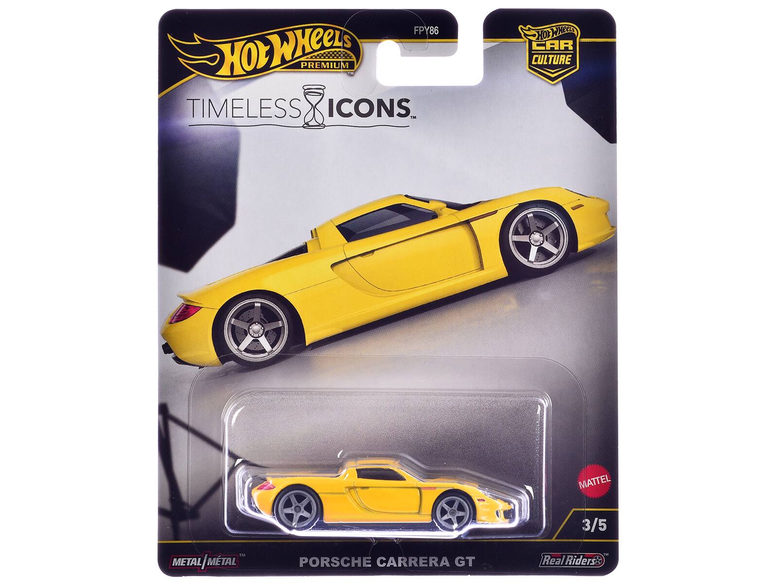 Hot Wheels Premium Timeless Icons. TM Hot Wheels Car Culture Mattel 3/5 - Metal Metal/Metal Porsche Carrera GT - Real Riders