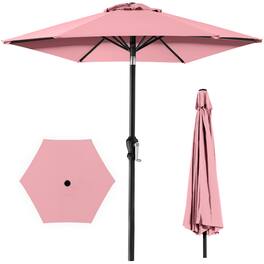 Best Choice Products - 10ft Outdoor Steel Market Patio Umbrella w/ Crank, Tilt Push Button, 6 Ribs - Carnation